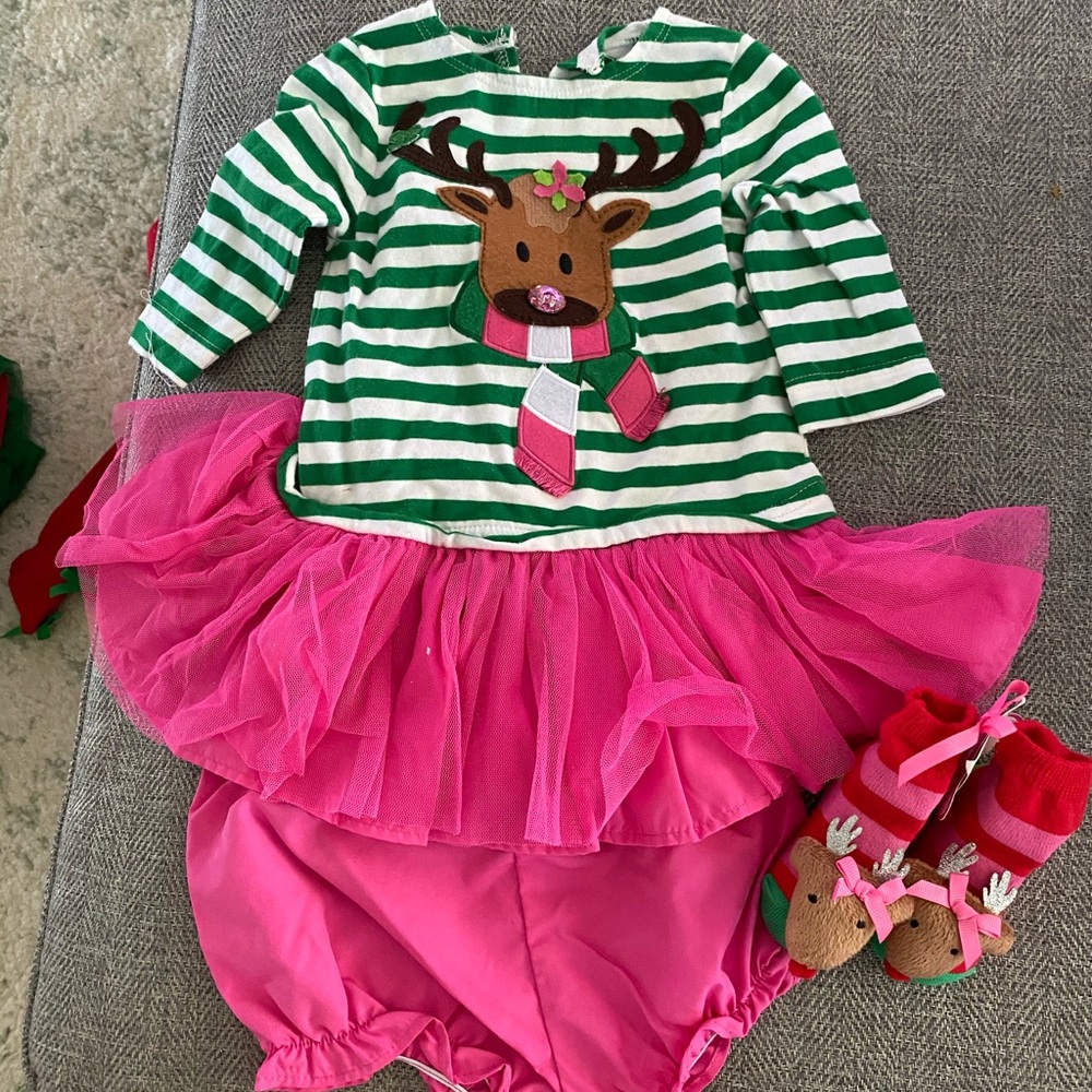 Girls Christmas reindeer set